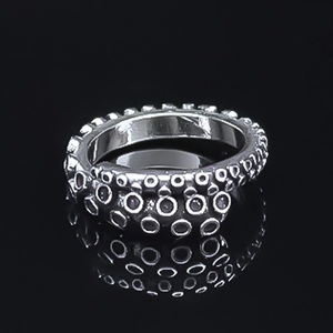 Retro Alloy Octopus Tentacle Open Ring For Men Women Punk Gothic Adjustable Sucker Finger Ring Antique Silver Jewelry
