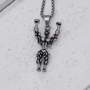 Collier mode pour hommes avec pendentif athlète de bodybuilding et chaîne de style box