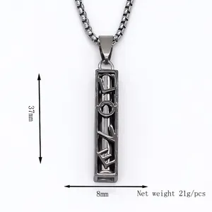 Minimalist geometric square LOVE pendant necklace in gunmetal finish for couples