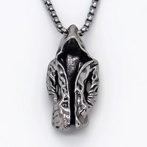 Collier avec pendentif sweat à capuche gothique punk en métal gris foncé pour homme