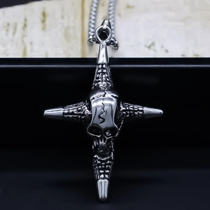 Retro Gothic Skull Cross Pendant Necklace For Men Women Silver Alloy Box Chain Punk Biker Hip Hop Jewelry Clavicle Chain