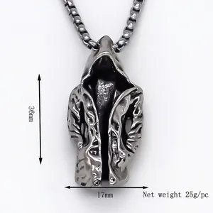 Collier punk gothique avec pendentif manteau en métal gris foncé, hauteur 36mm