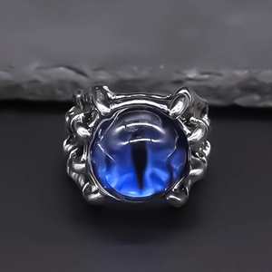 Anello Vintage Punk in Lega Malocchio per Uomo Donna Gotico Artiglio di Drago Apertura Regolabile Occhio in Resina Blu Gioielli Hip Hop