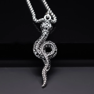 Punk Gothic Snake Pendant Necklace Retro Silver Color Alloy Metal Jewelry For Men Women Daily Streetwear Personality Accessory Electroplated Chain