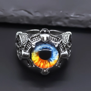 Vintage Alloy Evil Eye Open Ring For Men Women Gothic Punk Skull Claw Engraved Adjustable Biker Finger Ring Fashion Jewelry
