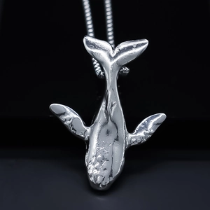 Fashion Silver Whale Pendant Necklace Alloy Animal Shape Box Chain For Men Women Ins Style Jewelry Gift