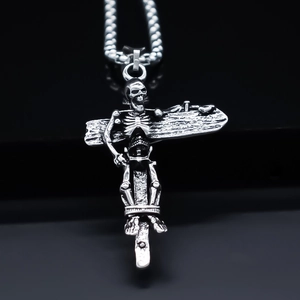 Vintage Gothic Skull Cross Pendant Necklace For Men Women Antique Silver Alloy Box Chain Punk Jewelry Neck Decoration