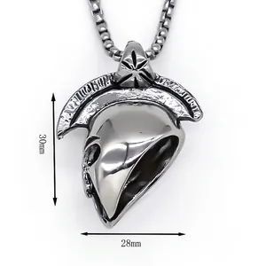 Spartan helmet pendant necklace with stainless steel chain 30mm x 28mm for men