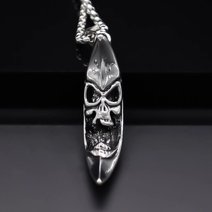 Hip Hop Punk Gothic Alloy Moon Skull Pendant Necklace Silver Electroplated Streetwear Jewelry For Men Women Daily Party