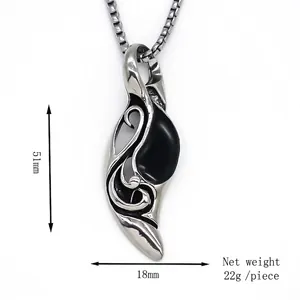 Collana con ciondolo punk a cono con incisione totem vintage e catena, 51mm