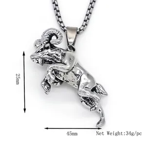 Pendentif antilope punk argenté avec chaîne boîte dimensions 25mm haut 45mm large