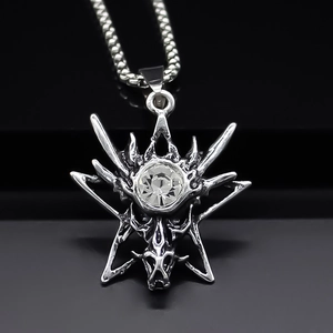 Collier Pendentif Tête de Dragon Hip Hop Alliage Strass Gothique Punk Streetwear Bijoux Vintage Métal Distressed Pour Hommes Femmes