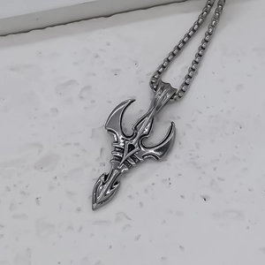Collier avec pendentif trident punk gothique et chaîne en alliage argenté vintage
