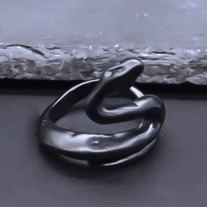 Creative Snake Shape Alloy Open Ring Gothic Punk Style Matte Finish Unisex Jewelry Finger Ring Gift For Men Women