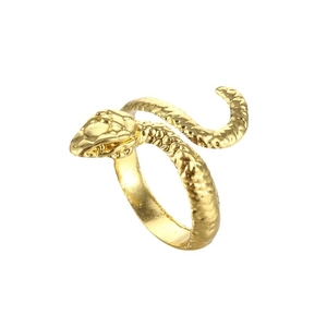 Vintage gold snake ring featuring realistic scale textures and bold coiled wrap design