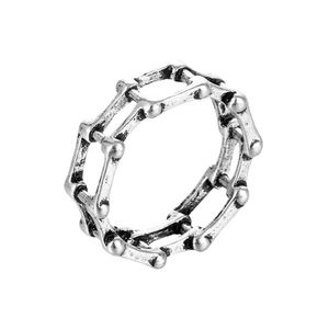 Gothic style irregular hollow bone design ring with vintage silver finish for men and women