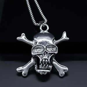 Gothic Punk Alloy Skull Crossbones Pendant Necklace Retro Silver Box Chain Street Hip Hop Jewelry For Men Women
