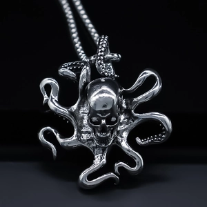 Retro Cthulhu Skeleton Octopus Pendant Necklace For Unisex Gothic Kraken Octopus Tentacle Skull Punk Jewelry Alloy Chain Necklace