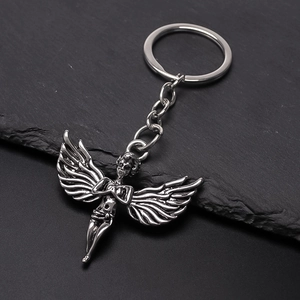 Vintage Metal Angel Keychain For Women Men Cute Prayer Angel Pendant Backpack Hanging Ornament Silver Keychain Gift