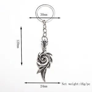 Silver metal swirl pendant keychain with 30mm ring and 120mm length for bag decor