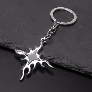 Vintage Gothic Flame Cross Metal Keychain Silver Alloy Punk Streetwear Pendant Key Ring Accessories Gift Men Women