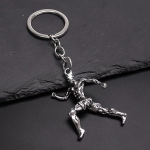 Silver Alloy Running Athlete Keychain Muscular Runner Sports Fitness Keyring Gym Lovers Bag Pendant Charm Jewelry Gift