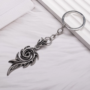 Gothic punk whirlpool totem keychain with metallic spiral pendant and alloy key ring