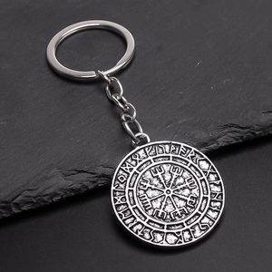 Viking Compass Vegvisir Rune Keychain Vintage Odin Symbol Retro Alloy Metal Key Ring Accessory For Men Women Gifts