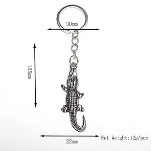 Porte-clés crocodile en alliage argenté de 125 mm, accessoire de mode pour sac et clés