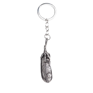 Vintage silver eagle claw and feather keychain pendant with Indian style motifs