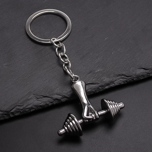 Fitness Dumbbell Hand Keychain Metal Alloy Strength Gym Workout Key Ring Pendant For Men Women Sports Accessories