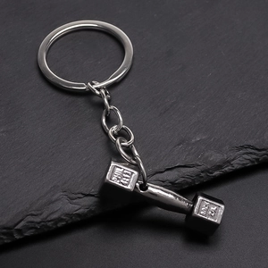 Porte-clés Haltère en Métal Argenté Personnalisé Fitness Haltérophilie Gym Anneau Porte-clés Pendentif en Alliage Accessoire