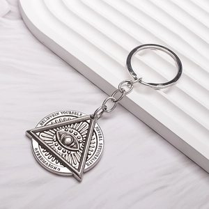 Retro Evil Eye keychain with All-Seeing Eye pendant and Believe in Yourself engraving