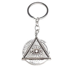 Punk silver Freemason Evil Eye keychain pendant for hip hop style bags and car keys