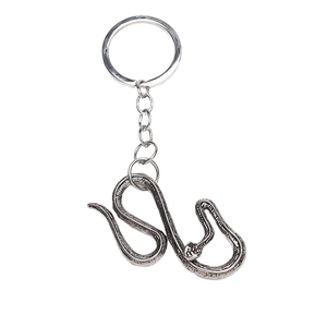 Silver vintage snake keychain with textured scales and minimalist round metal ring