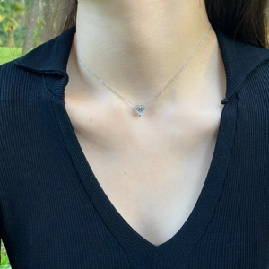 S925 sterling silver necklace featuring a heart-shaped zircon pendant on a delicate chain