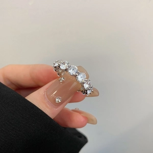 French style S925 sterling silver eternity ring with large sparkling zircon stones
