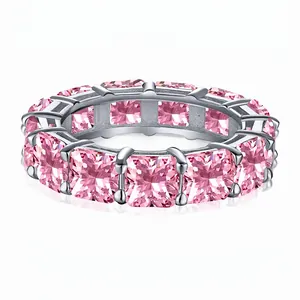 S925 Sterling Silver Square Zirconia Eternity Ring For Women Minimalist Luxury Geometric Band Ring Fashion Jewelry Gift