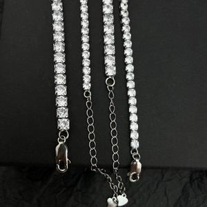 925 Silber Tennis-Halskette mit 5A Zirkonia und Herz-Anhänger Verlängerungskette