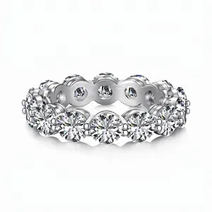 925 Sterling Silver Eternity Ring For Women Luxury Full Circle Zirconia Inlaid Wedding Party Finger Ring Fashion Jewelry Accessory