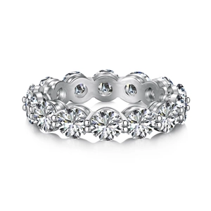 Elegant S925 sterling silver eternity ring featuring brilliant zircon row setting for women