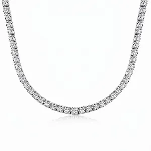 925 Sterlingsilber Tennis Halskette Für Damen 5A Zirkonia Minimalistische Hip Hop Punk Choker Kette Verstellbarer Schmuck