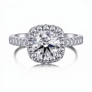 S925 Sterling Silver Halo Ring For Women Round Zirconia Inlaid Wedding Engagement Ring Luxury Fashion Jewelry Gift Accessory