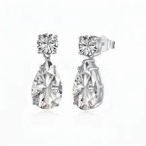 Französischer Stil 925 Sterlingsilber Wassertropfen Ohrhänger Elegante Zirkonia Birnenform Ohrstecker Für Damen Modeschmuck
