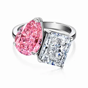 Anillo Toi Et Moi de Plata de Ley 925 Con Circonias Corte Pera Y Radiant Joyería Para Mujer Regalo de Boda Aniversario