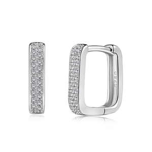 Élégantes boucles d'oreilles créoles en argent S925 serties de zircons micro-pave
