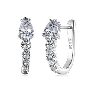 Eleganti orecchini a cerchio in argento S925 con zirconi a forma di pera e tondi