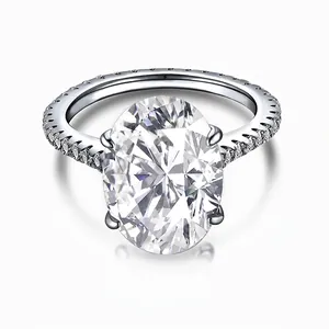 Luxury 925 Sterling Silver Oval Zirconia Ring Elegant French Simulated Diamond Engagement Ring For Women Fashion Jewelry