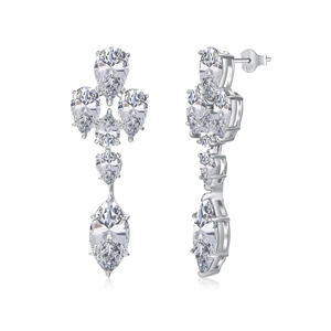 Boucles d'oreilles pendantes en argent S925 avec zircons de taille poire et marquise