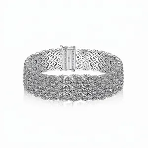 Luxury 925 Sterling Silver Wide Mesh Tennis Bracelet For Women Full Pave Zirconia High Quality Heavy Industry Jewelry Gift